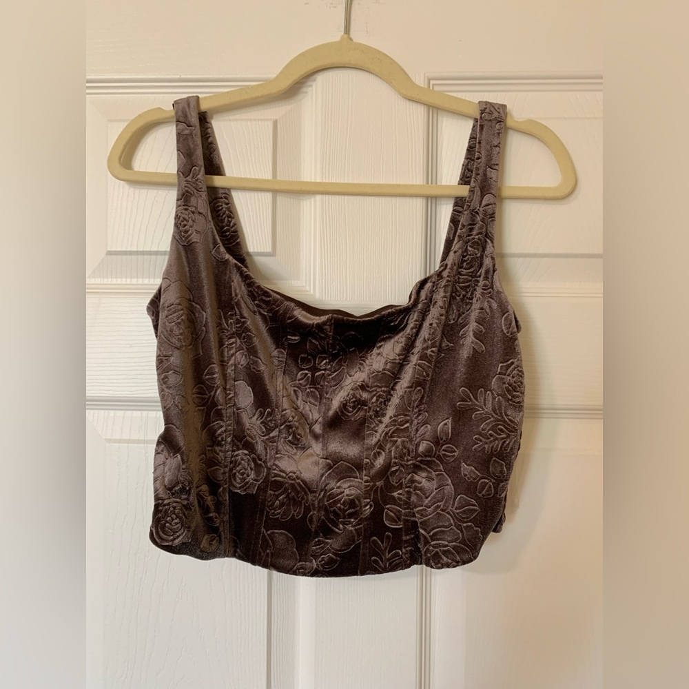 NWT Honey &‎ Sparkle Velvet Jacquard Corset Bustier Crop Top L & XL Boho Y2K